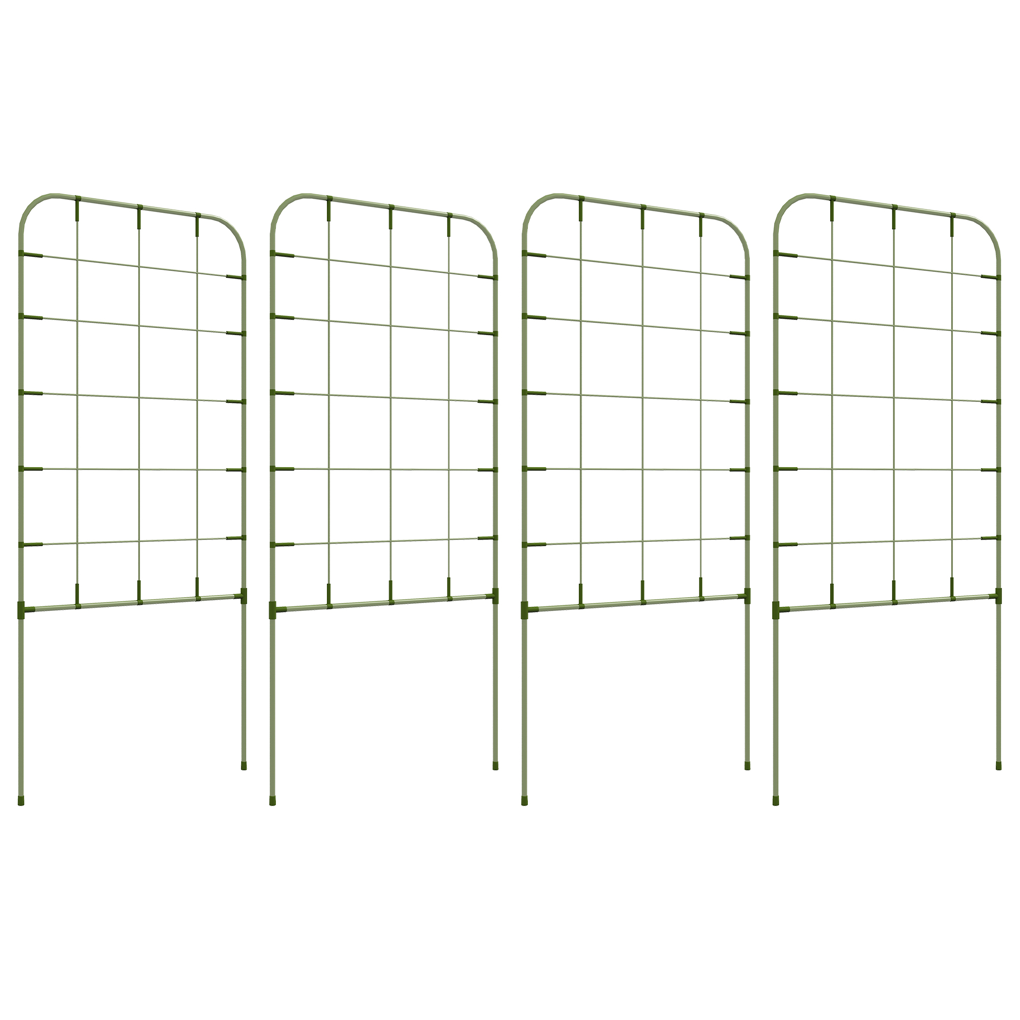 Outsunny Juego de 4 Enrejados de Jardín Soportes para Plantas Trepadoras con Marco de Acero para Frutas Verduras Flores 40×90 cm Verde