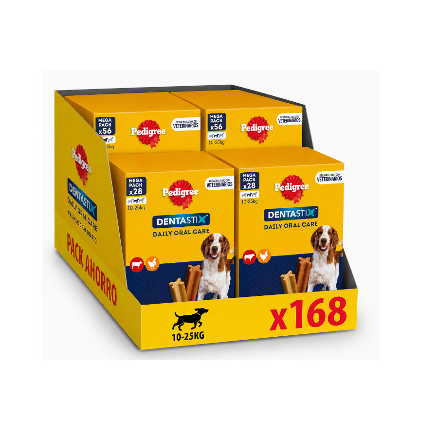 168 barritas Pedigree Dentastix Snacks Dentales para perros medianos ¡Pack ahorro!