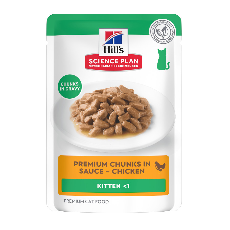 48 sobres x 85 g Hill’s Science Plan Kitten Pollo sobre en salsa para gatitos ¡Pack ahorro!
