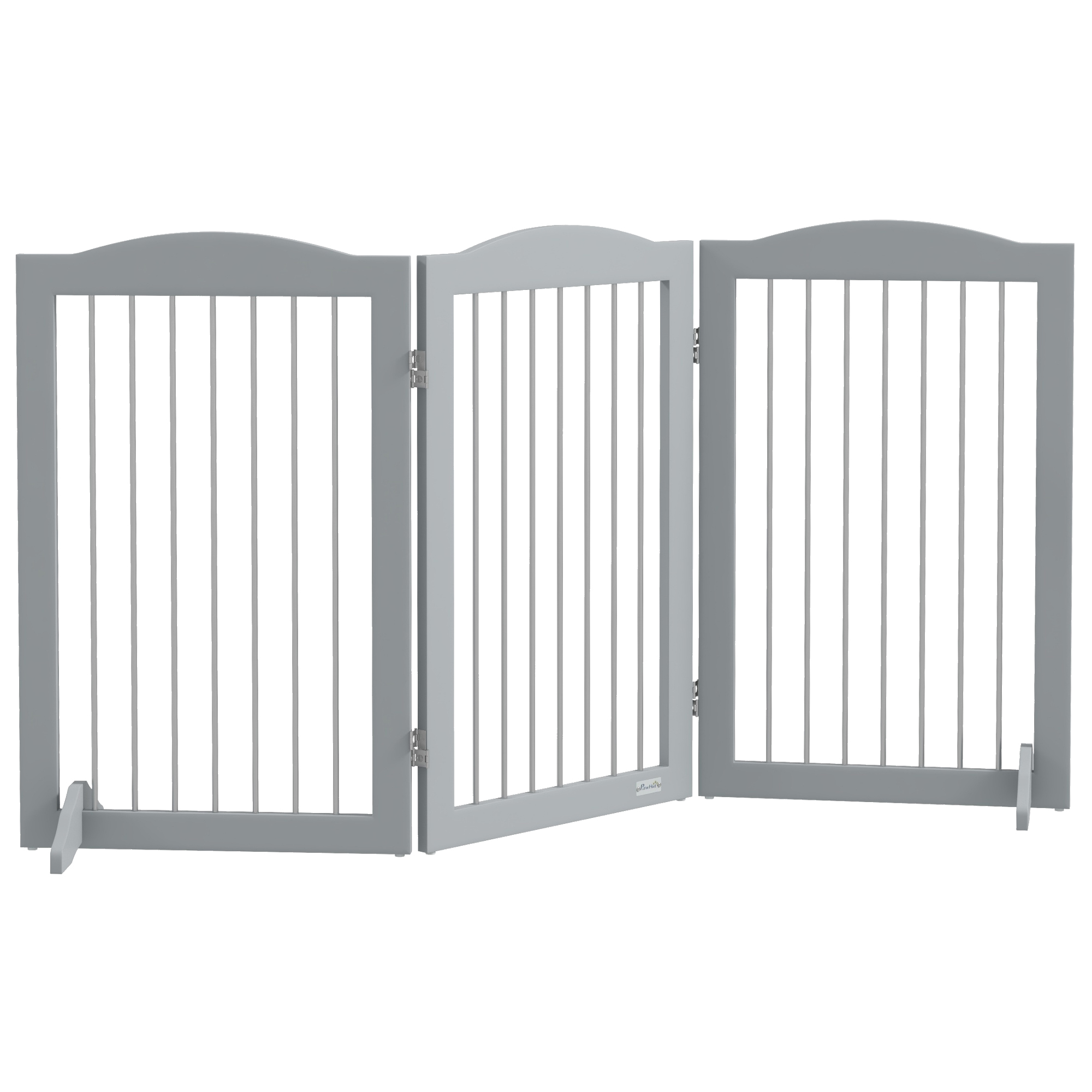 PawHut Barrera de Seguridad para Perros Plegable para Escaleras y Puertas Valla para Perros Pequeños y Medianos de 3 Paneles con Soporte de Pie para