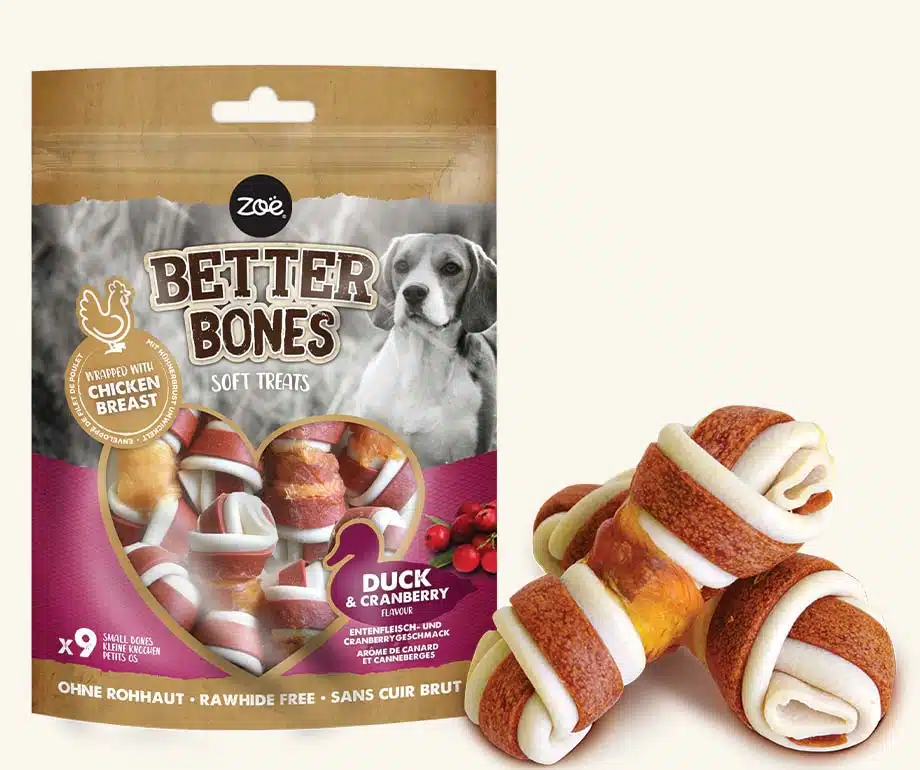 Golosina Masticable para perros Zoë Better Bone Envuelto de Pato con Arandanos , 7,5 , 9 pc