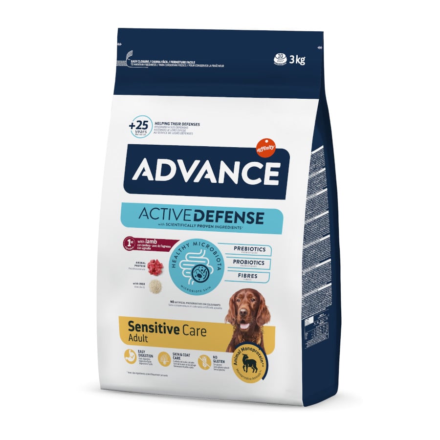 3 kg Advance Active Defense Sensitive Cordero y Arroz pienso para perros