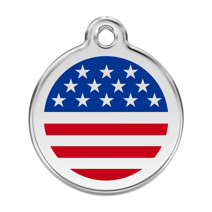 Placa identificativa Acero Inoxidable Esmalte Bandera US Azul para perros
