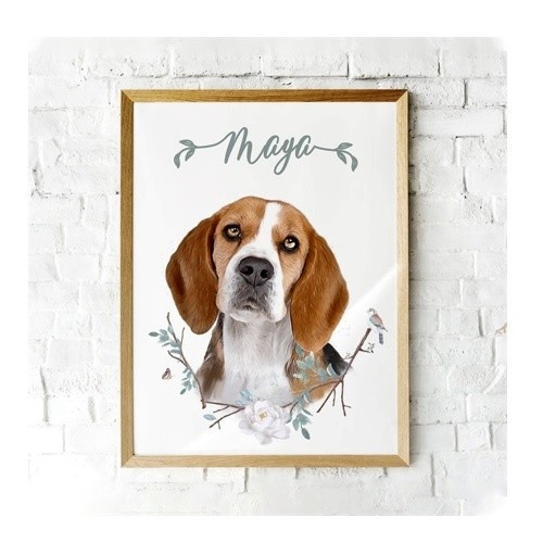 Mascochula retrato realista personalizado en lámina con tu mascota