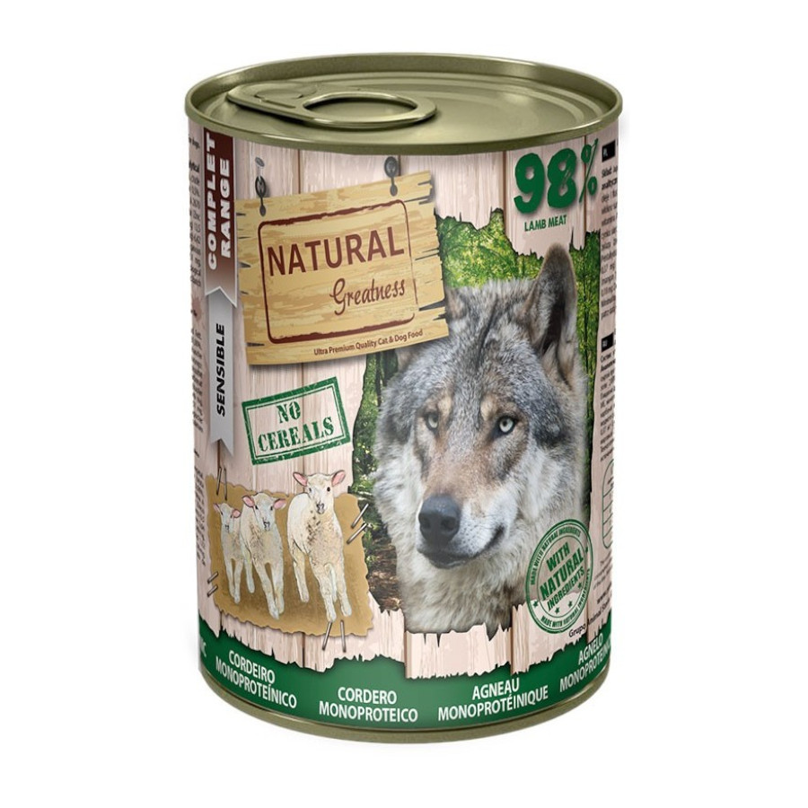 Imagen de Natural Greatness Lata Monoproteico CORDERO (Sin Cereal) para Perros 170g