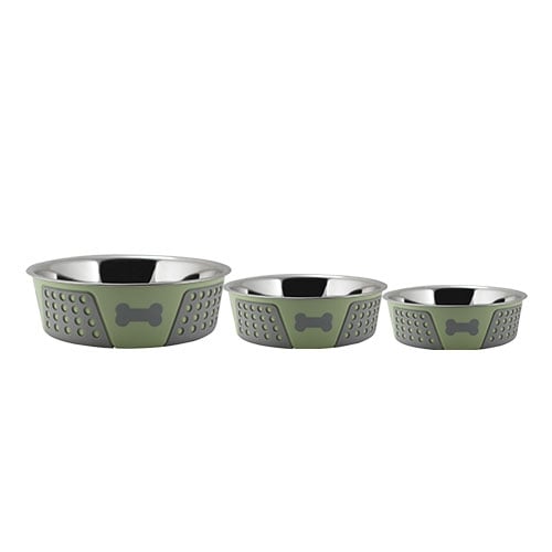 Comedero acero inox.  Hermosa COMEDERO VERDE 850 ML.