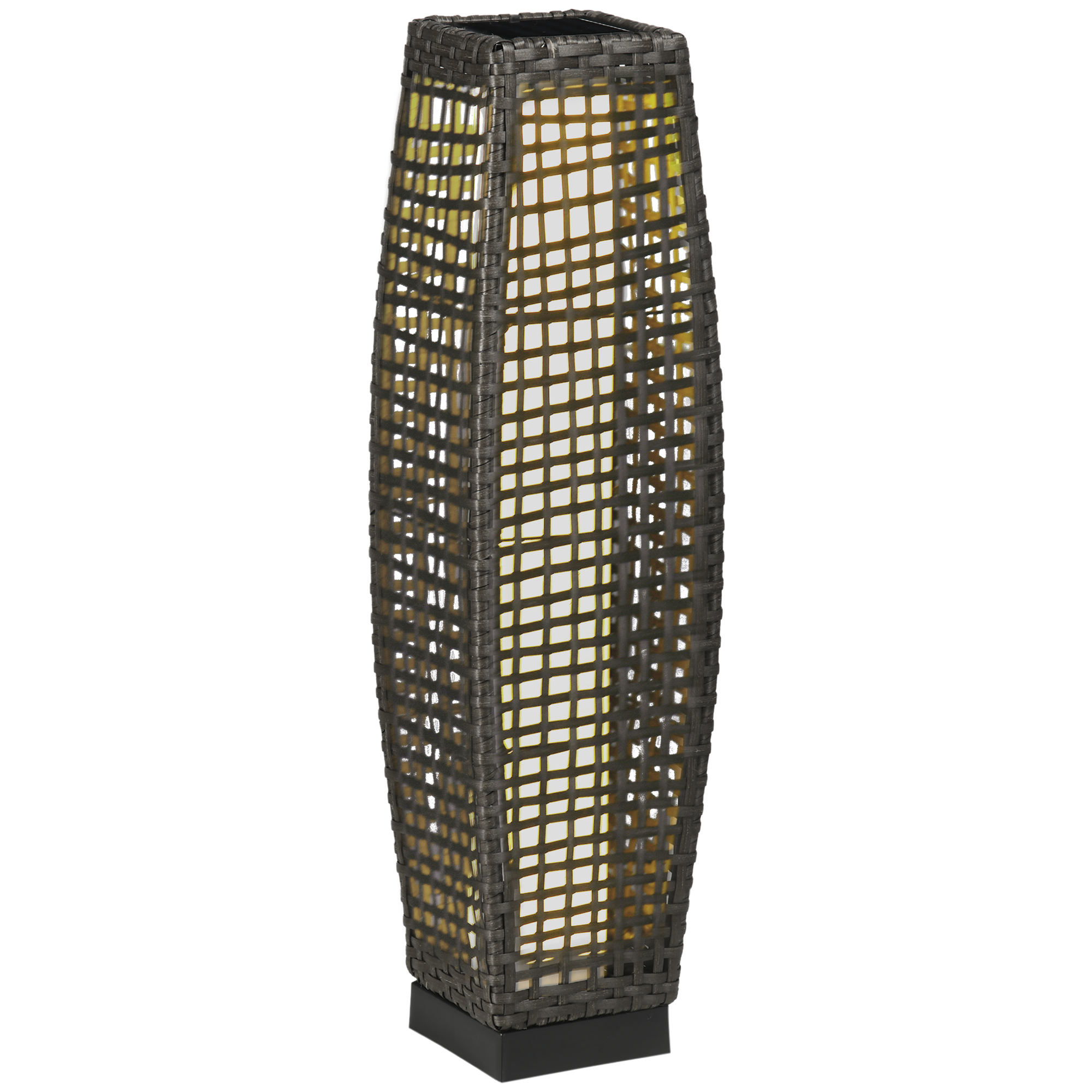 Outsunny Linterna de Jardín de Ratán Sintético Luces Solares Exterior con Luces LED Encendido/Apagado Automático para Terraza Balcón Patio 21x21x78 cm