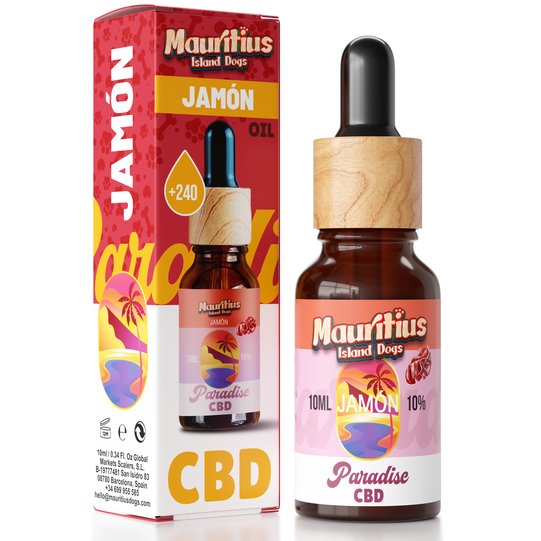 Paradise Jamón Aceite 10% CBD Relajante para Perros y Gatos | Hecho en España