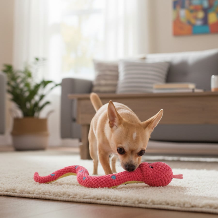 Tootoy! Serpiente Mordedor de Peluche Rosa para perros