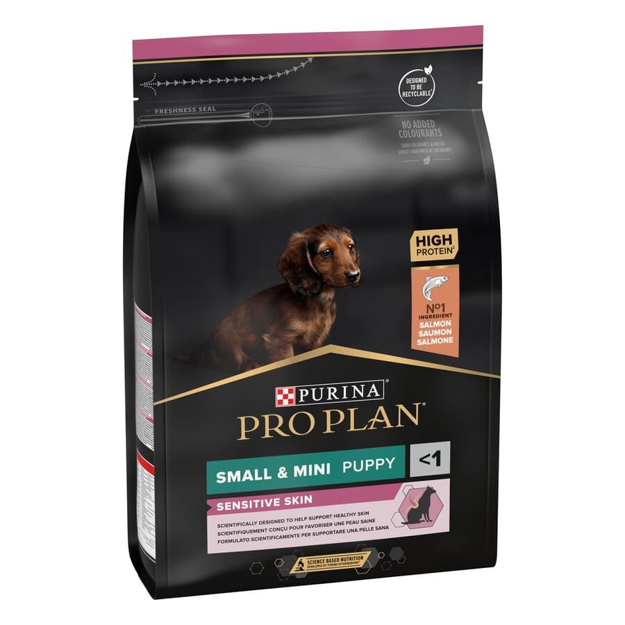 3 kg Pro Plan Puppy Small y Mini Salmón pienso para Perros Piel