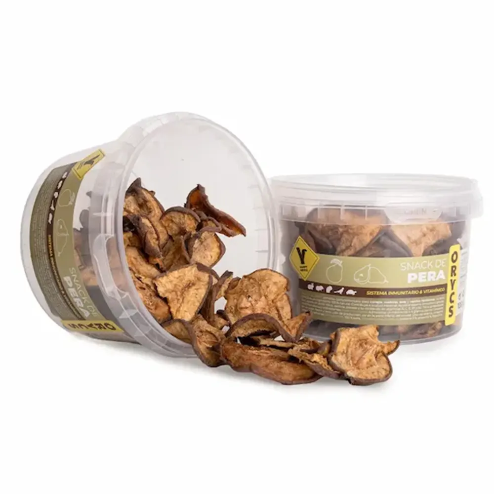 Snack Pera ORYCS alimento complementario para conejos, roedores, aves y reptiles herbívoros 125 g