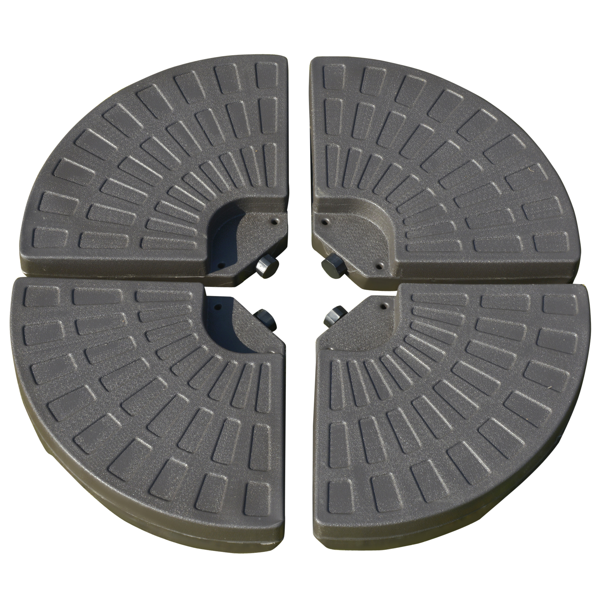 Outsunny Base para Sombrilla en 4 Partes Rellenable de Arena y Agua Desmontable para Jardín Patio al Aire Libre 100x100x10,5 cm Café