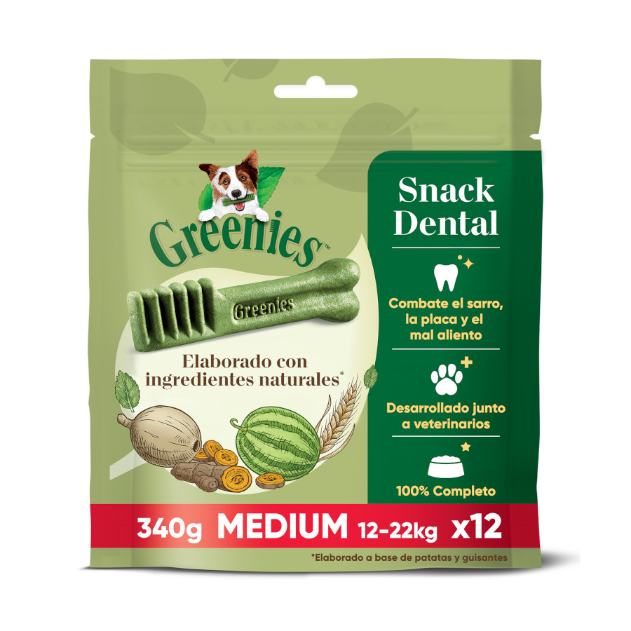 12 barritas Greenies Medium Snacks Dentales Naturales para perros medianos