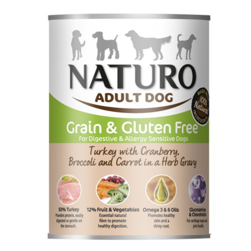 390 g Naturo Adult Grain Free Pavo con Verduras lata para perros
