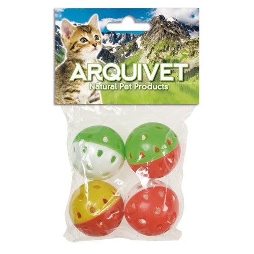 Pack de 4 pelotas con cascabel para gatos color Variado, , large image number null