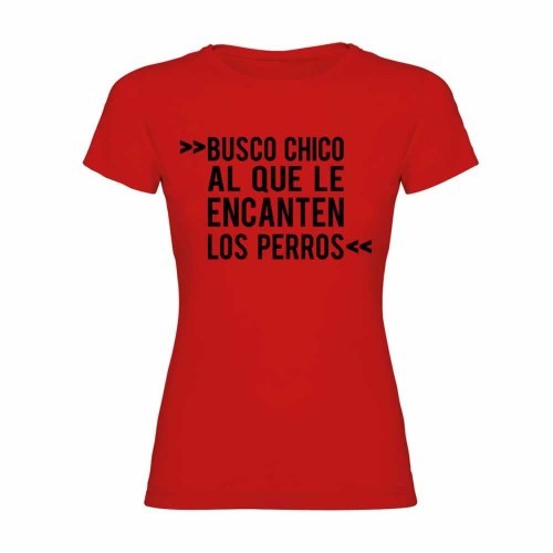 Camiseta mujer "Busco chico al que le encanten los perros" color Rojo, , large image number null