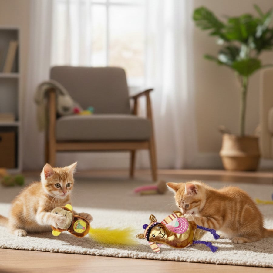 Tootoy! Peluches con Catnip Monkey & Alpaca para gatitos