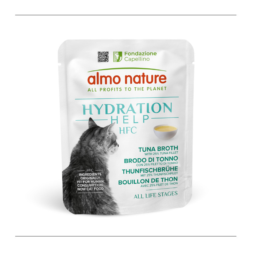 12 sobres x 50 g Almo Nature HFC Hydration Help Filet de Atún Con Caldo sobre para gatos ¡Pack Ahorro!