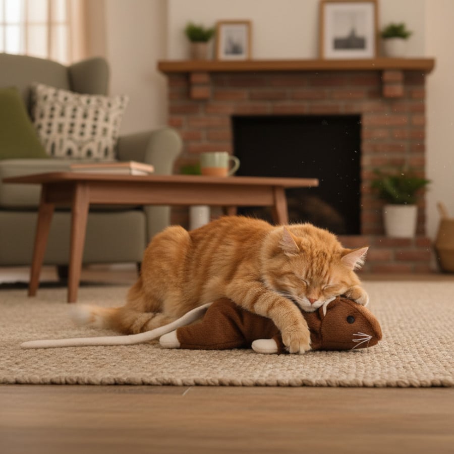 Tootoy! Ratón de Peluche Suave Gigante Marrón para gatos