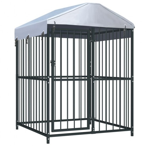 Perrera de exterior con toldo para mascotas color Negro