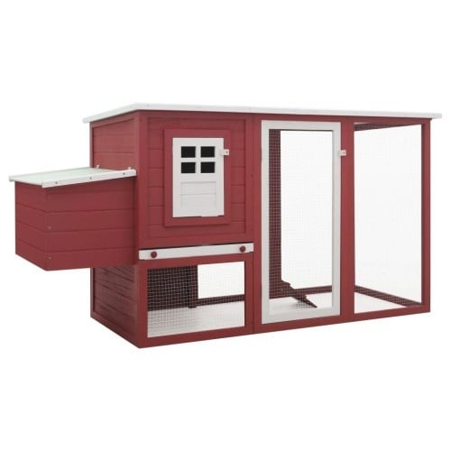 Gallinero de exterior con caja nido para gallinas color Rojo
