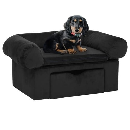 Vidaxl sofá mullido negro para perros
