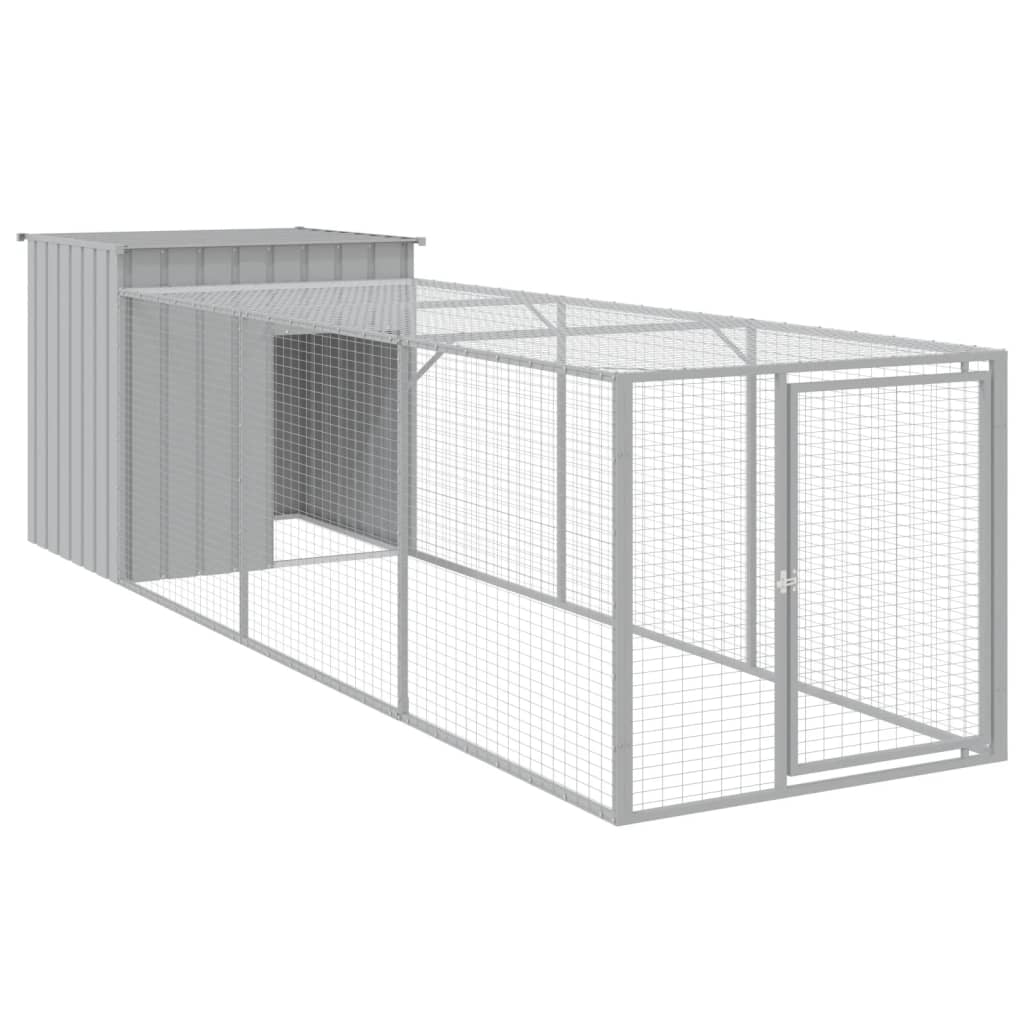 vidaXL Gallinero con corral acero galvanizado gris claro 110x201x110cm