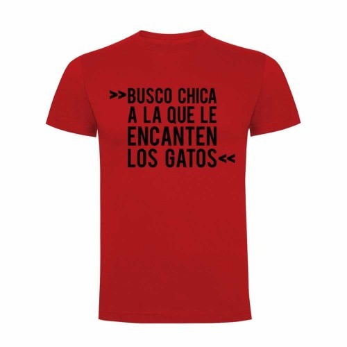 Camiseta hombre "Busco chica a la que la encanten los gatos" color Rojo, , large image number null