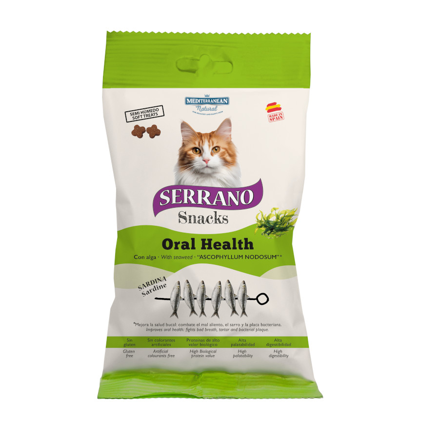 50 g Serrano Bocaditos Oral Health de Sardina para gatos