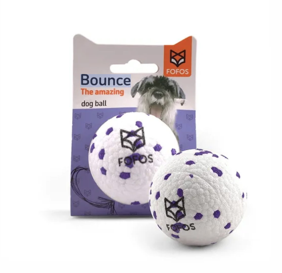 FOFOS | Super Pelota Saltarina Resistente (Morado y Blanco)  – Para Perro