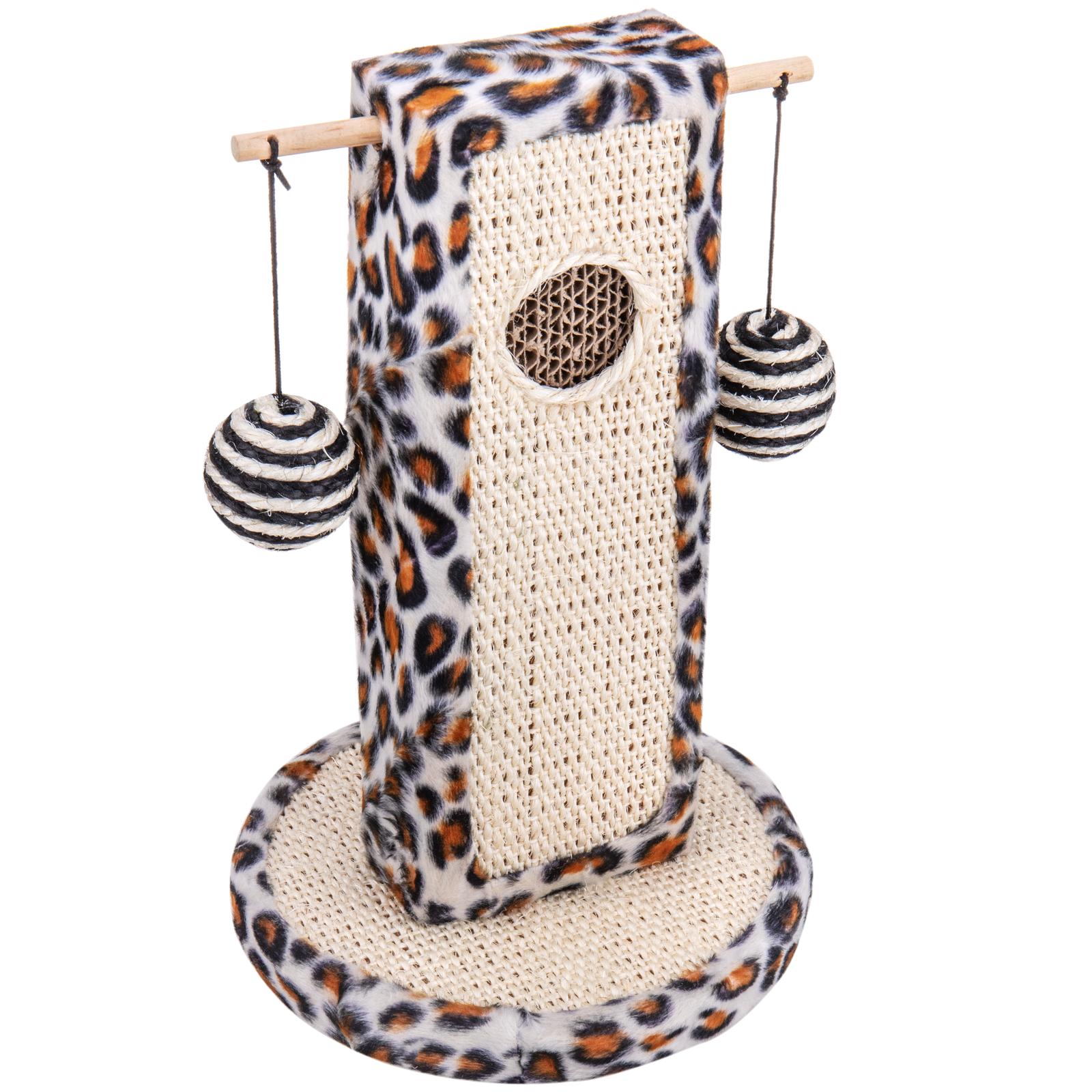 Juguete rascador para gatos con 2 pelotas colgantes