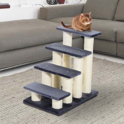 Escalera PawHut con postes de sisal para mascotas color Gris