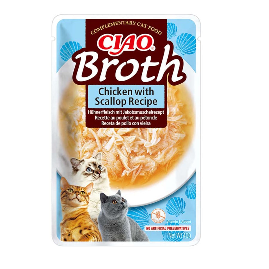 40 g Churu Broth Sopa de Pollo con Salmón sobre para gatos