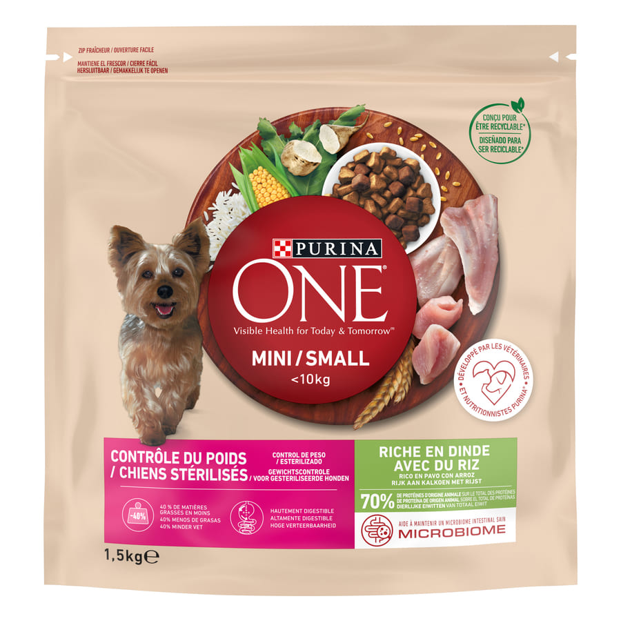 Purina One Adult Mini Weight Control Sterilised Pavo y Arroz pienso para perros  , , large image number null