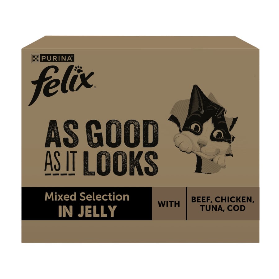 Felix Fantastic Mix Carne y Pescado Gelatina sobre para gatos