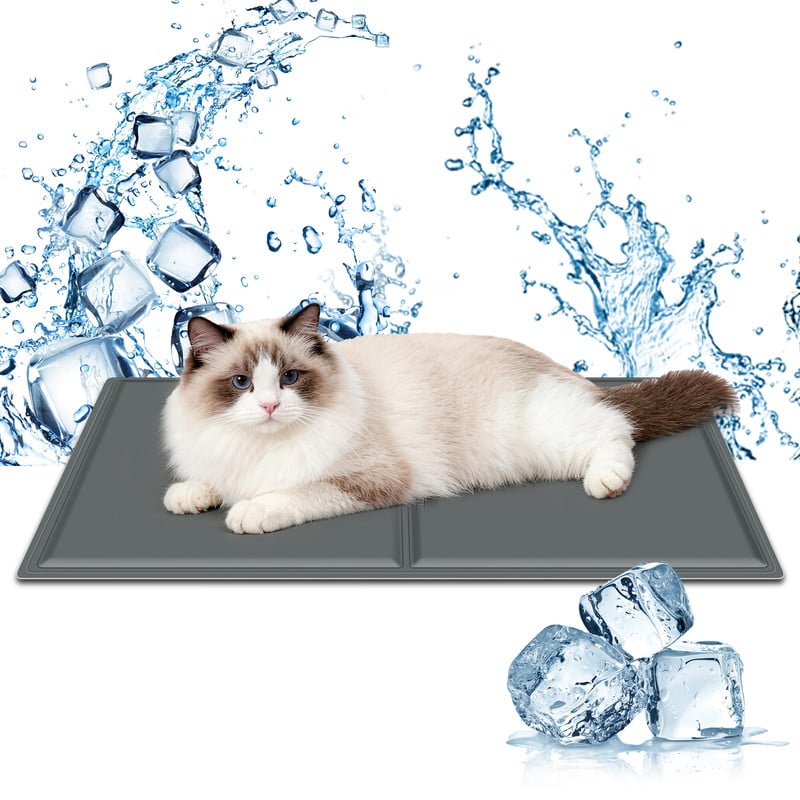 Nobleza Alfombra Refrescante para Gatos – Gel Auto-refrigerante No Tóxico, Activado por Presión, 40x50 cm, Gris