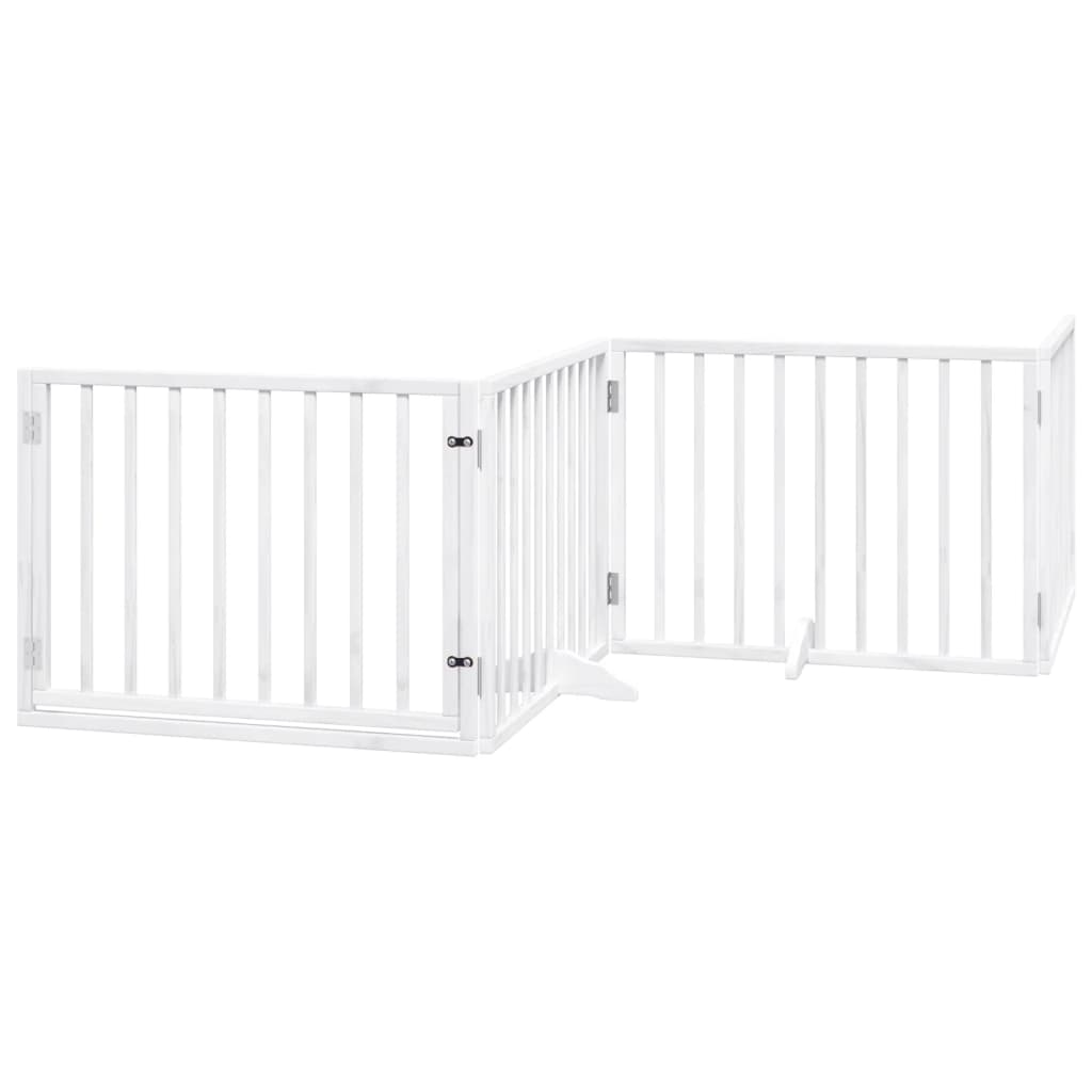 vidaXL Puerta para perros plegable paneles madera álamo blanca