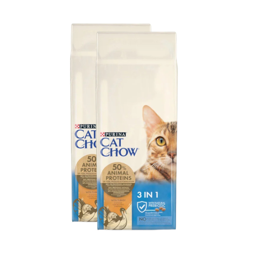 2 x 15 kg Cat Chow 3 en 1 Pavo pienso para gatos ¡Pack ahorro!