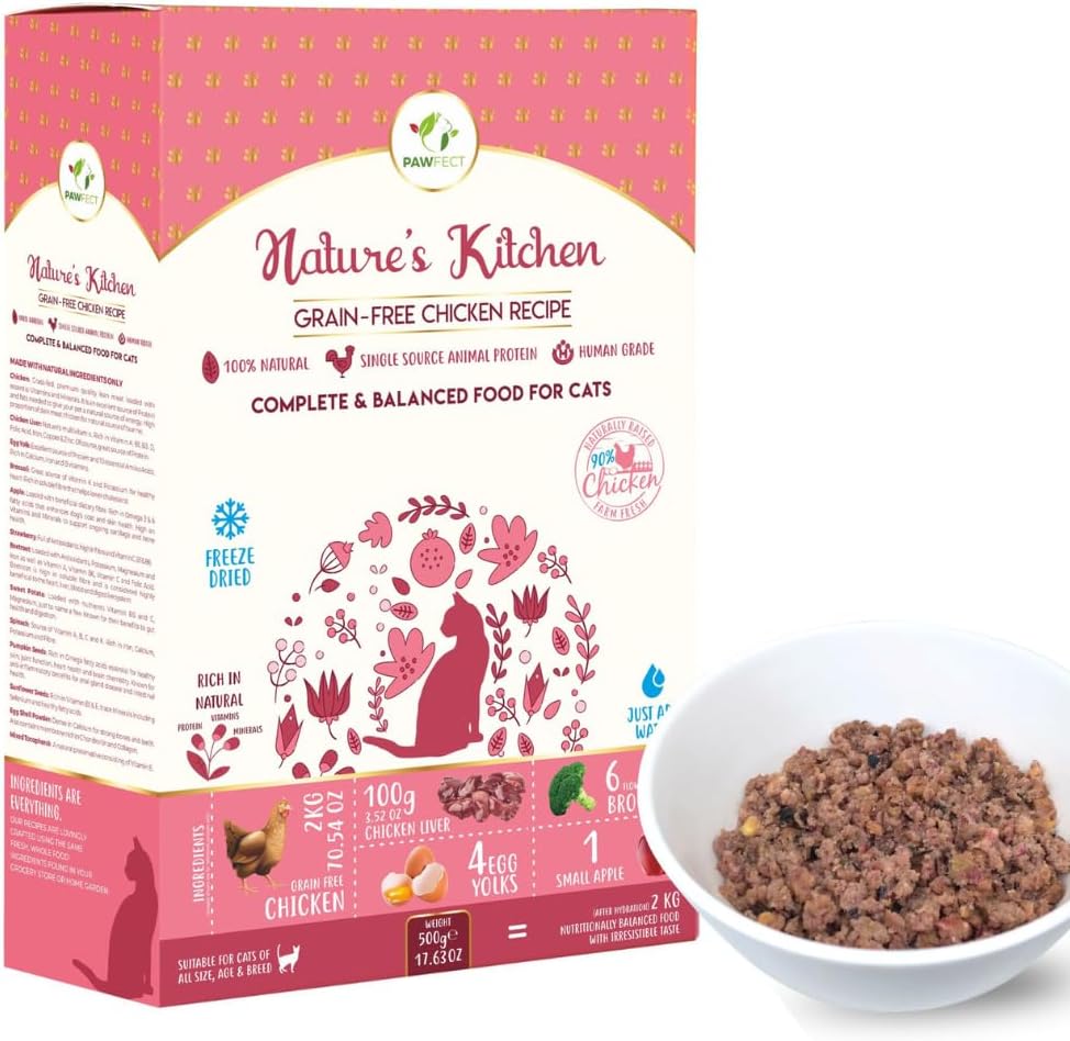 Alimento completo y equilibrado sin cereales para gatos: receta de pollo (500 g/17,64 oz)