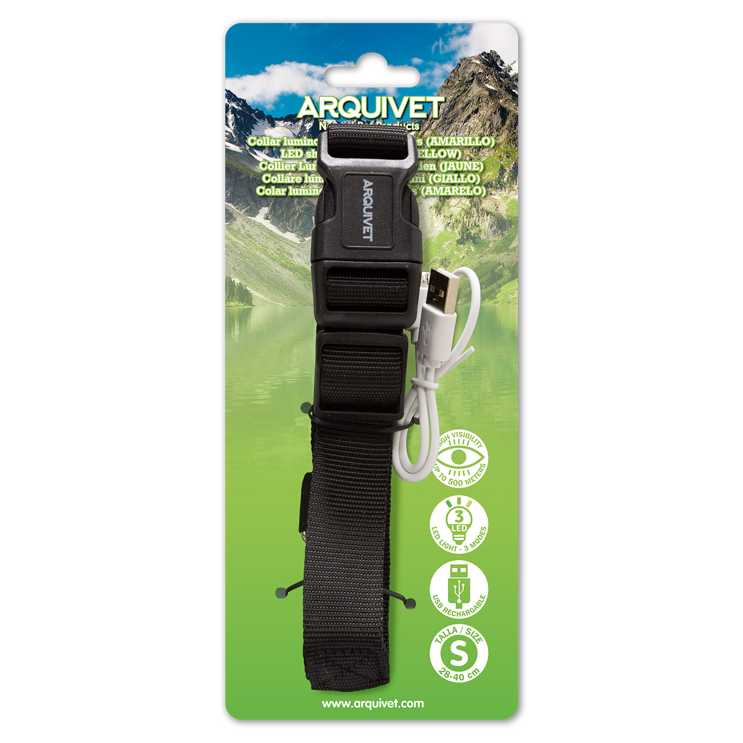 Collar Luminoso LED Amarillo – talla M 38-50cm/2,5cm