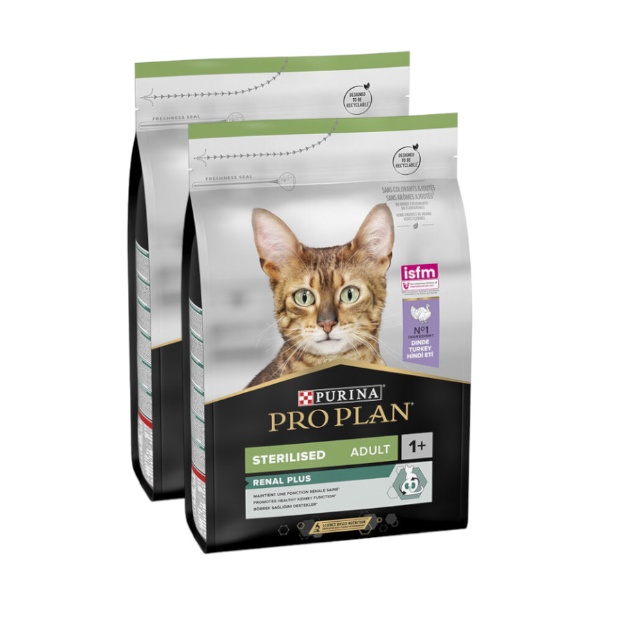2 x 10 kg Pro Plan Adult Sterilized Pavo Pienso para gatos ¡Pack ahorro!