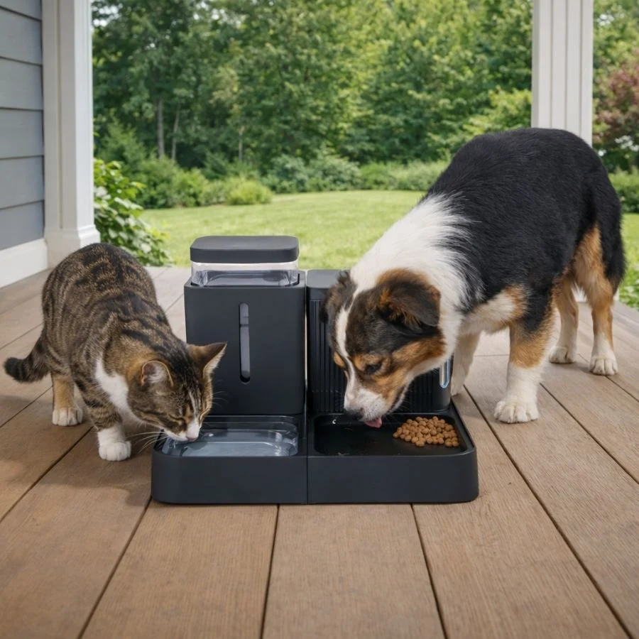 Leeby Comedero Automático y Dispensador de Agua 2 en 1 para perros y gatos