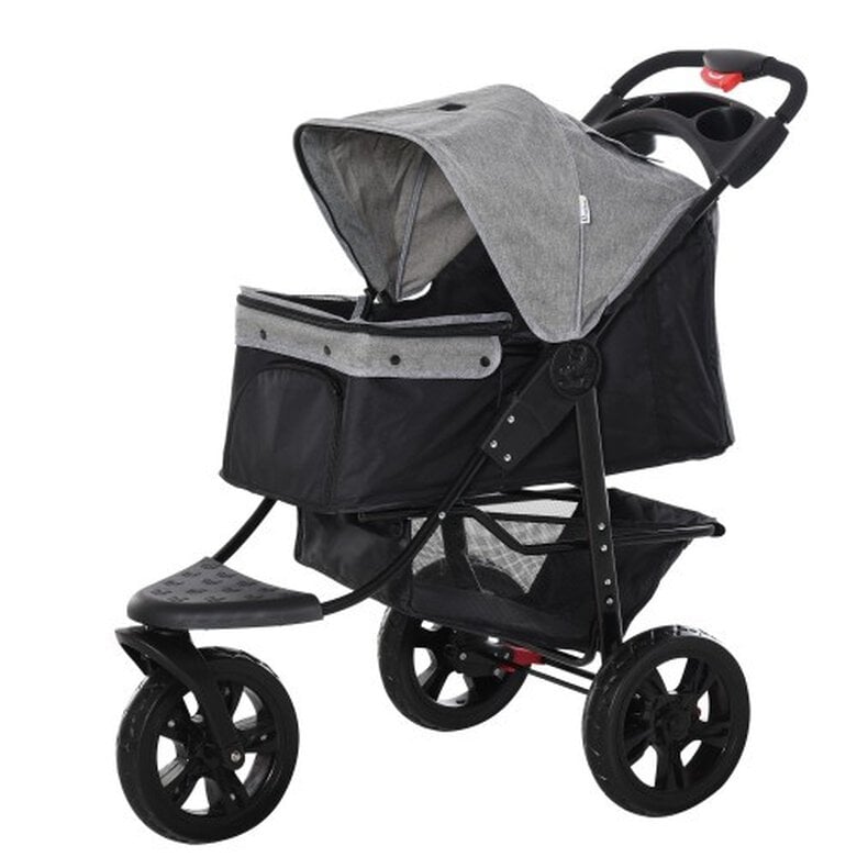 PawHut Cochecito de paseo plegable gris para mascotas