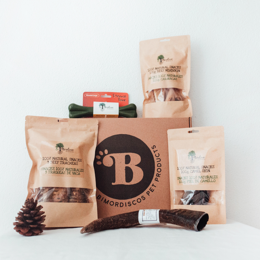 BIMORBOX Grande – Pack  Snacks y Juguetes Naturales para Perros