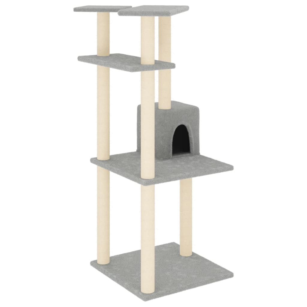 vidaXL Rascador para gatos con postes de sisal gris claro 123 cm