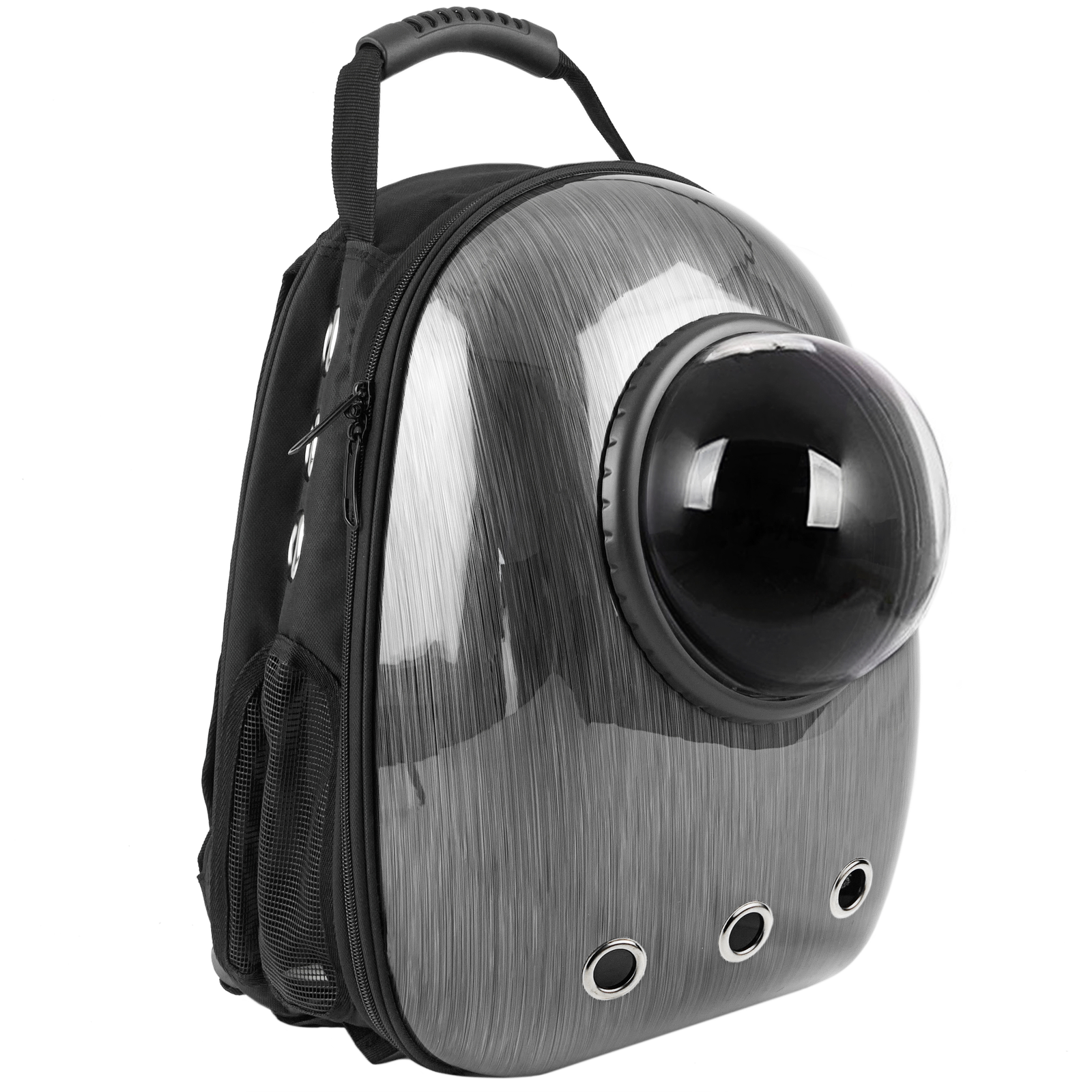 Mochila para transporte de mascotas gato y perro Transportin de plástico rígido gris