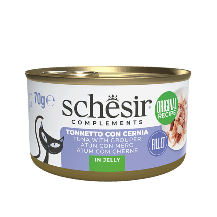 70 g Schesir Atún con Mero en Gelatina lata para gatos
