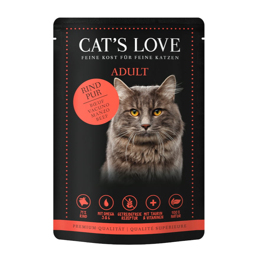 12 sobres x 85 g Cat’s Love Adult Vacuno en Gelatina sobre para gatos ¡Pack ahorro!