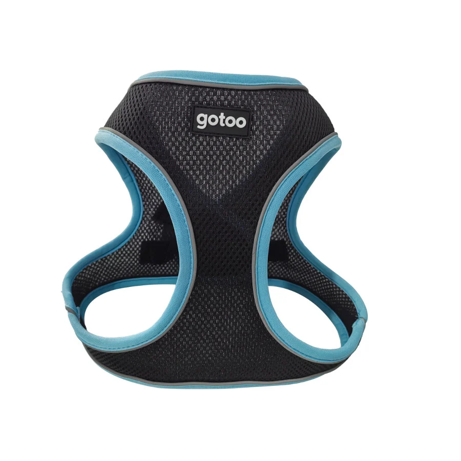 Gotoo Arnés ajustable de malla turquesa/negro para perros