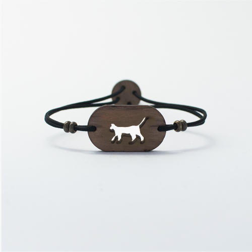 Pulsera de madera Gato personalizable color Negro, , large image number null